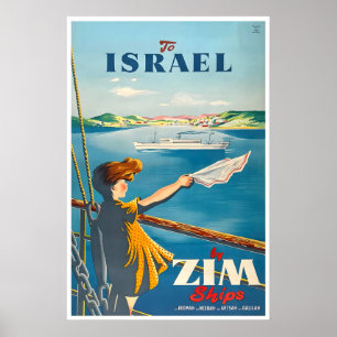 Israel Reiseplakat Israelische Kunst ZIM Schiffe D Poster