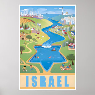 Israel Reiseplakat Vintage Israelische Kunst Zuhau Poster