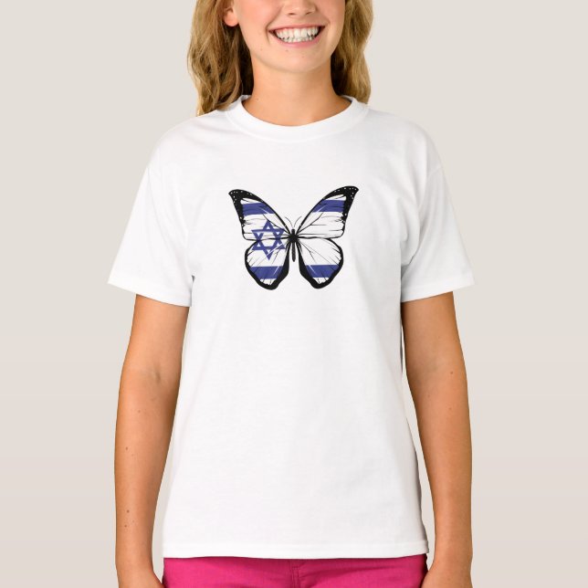 Israel-Schmetterlingsflagge T-Shirt (Vorderseite)