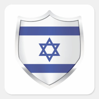 Israel Silver Shield Flag Quadratischer Aufkleber
