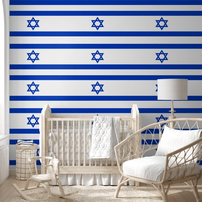 Israel Star von David Flag Muster Blau und Weiß Tapete (Kinder)