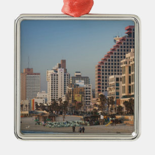 Israel, Tel Aviv, beachfront, hotels, dusk Silbernes Ornament