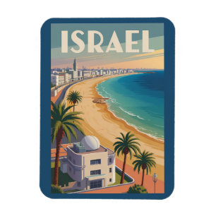 Israel Tel Aviv Illustration Reise Kunst Vintage Magnet
