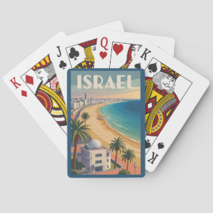 Israel Tel Aviv Illustration Reise Kunst Vintage Spielkarten