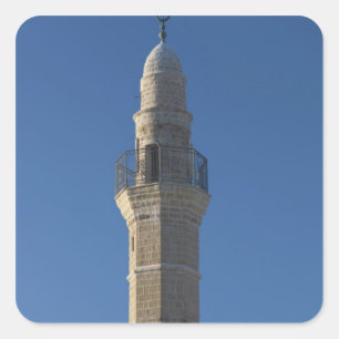 Israel, Tel Aviv, Jaffa, Moschee-Minarett Quadratischer Aufkleber