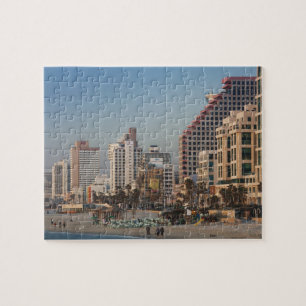 Israel, Tel Aviv, Strandpromenade, Hotels, Dämmer Puzzle