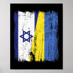 Israel Ukraine Halbflagge Israelische Ukrainische  Poster