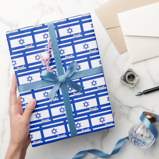 Israel-Umschlagpapier, blau, israelische Flagge Geschenkpapier (Schenken)