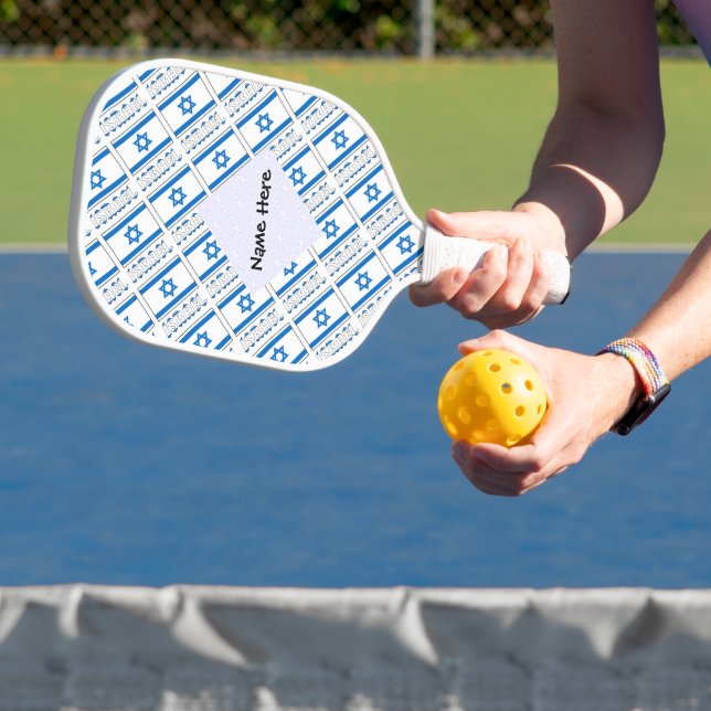 Israel und die israelische Flagge regierten mit Ih Pickleball Schläger (InSitu)