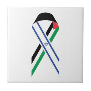 Israel und Palästina-Fahne - weißes Band Fliese