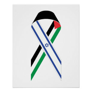 Israel und Palästina-Fahne - weißes Band Poster