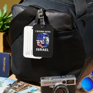 Israel und USA-Flagge Löwe _ Ich stehe hinter Isra Gepäckanhänger