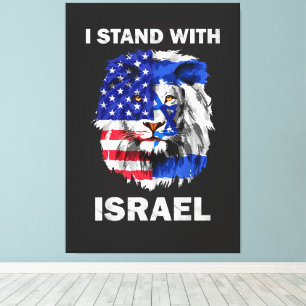 Israel und USA-Flagge Löwe _ Ich stehe hinter Isra Leinwanddruck