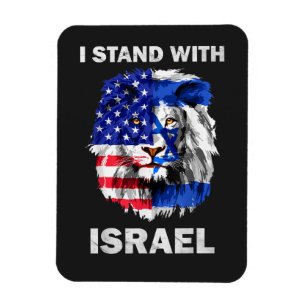 Israel und USA-Flagge Löwe _ Ich stehe hinter Isra Magnet