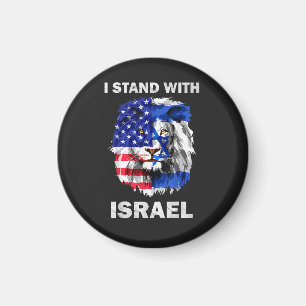 Israel und USA-Flagge Löwe _ Ich stehe hinter Isra Magnet