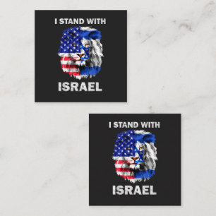 Israel und USA-Flagge Löwe _ Ich stehe hinter Isra Quadratische Visitenkarte