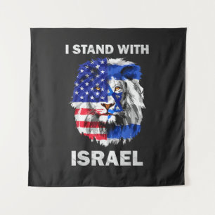 Israel und USA-Flagge Löwe _ Ich stehe hinter Isra Wandteppich