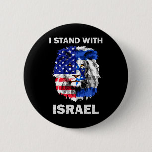 Israel und USA-Flagge Löwe Ich stehe mit Israel Button