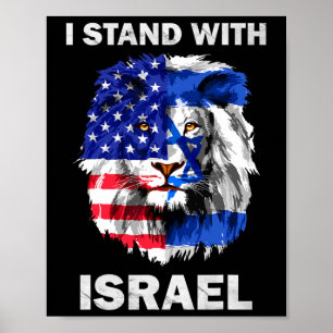 Israel und USA-Flagge Löwe Ich stehe mit Israel Poster
