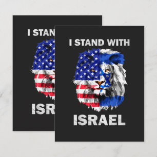 Israel und USA-Flagge Löwe _ Ich stehe zu Israel Karte