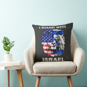 Israel und USA-Flagge Löwe _ Ich stehe zu Israel Kissen