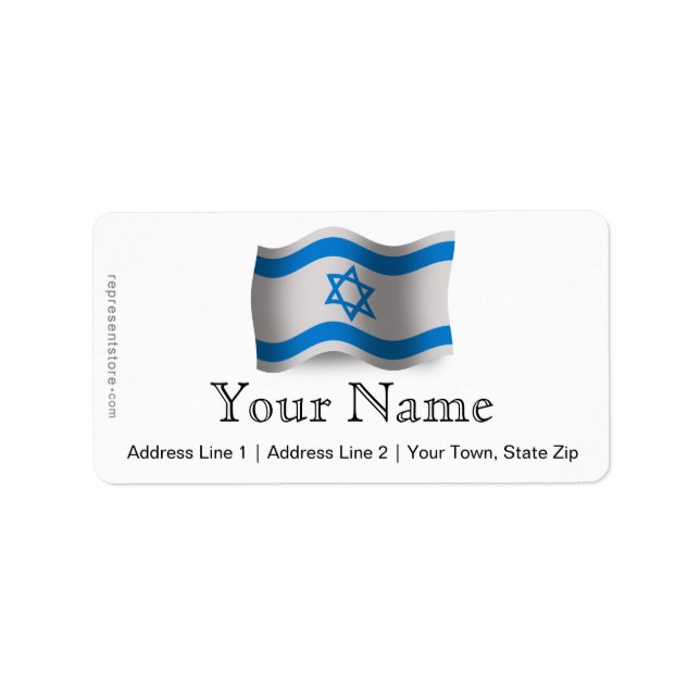 Israel Waving Flag Adressaufkleber (Vorne)
