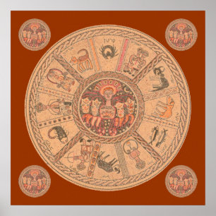 Israelisch Hebrew Zodiac Wheel Poster