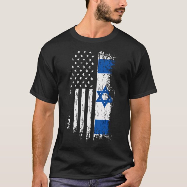 Israelische amerikanische Flagge T-Shirt (Vorderseite)