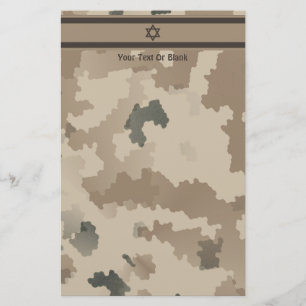 Israelische Flagge auf der Wüstenlandschaft Camouf Briefpapier