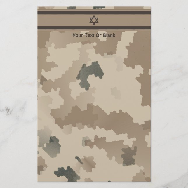 Israelische Flagge auf der Wüstenlandschaft Camouf Briefpapier (Vorderseite)