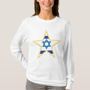 Israelische Flagge Davidstern mit goldenem Rand T-Shirt