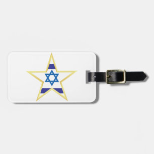 Israelische Flagge Davidstern mit Goldrand Gepäckanhänger