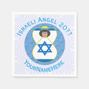 Israelische Flagge Engel Blau Weiß Personalisiert  Serviette