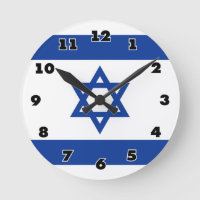 Israelische Flagge für Israels Rund-Mauer-Uhr