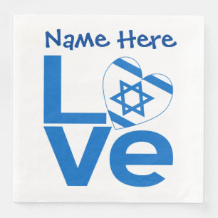 Israelische Flagge Herz-LIEBE Personalisiertes Par Serviette