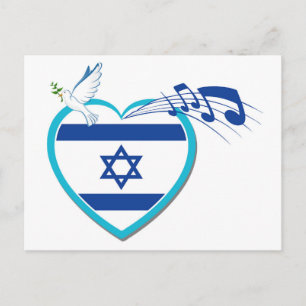 israelische Flagge - Musik - Frieden - Liebe, Postkarte