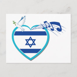 israelische Flagge - Musik - Frieden - Liebe, Postkarte