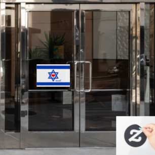 Israelische Flagge, Rotherz- und Israel-Patrioten Fensteraufkleber