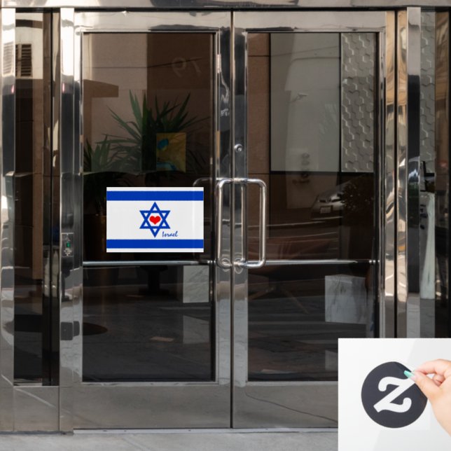 Israelische Flagge, Rotherz- und Israel-Patrioten  Fensteraufkleber (Büro Tür)