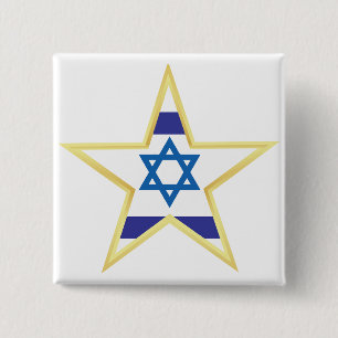 Israelische Flagge Stern Davids Gold besetzt Button