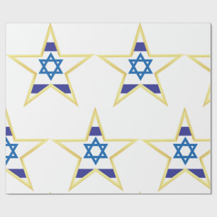 Israelische Flagge Stern Davids Gold besetzt Geschenkpapier