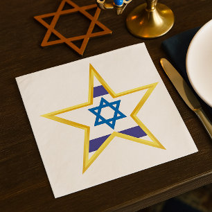 Israelische Flagge Stern Davids Gold besetzt Serviette