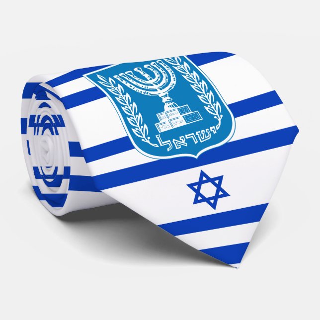 israelische Flagge und nationales Emblem, Flagge I Krawatte (Gerollt)