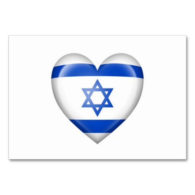 Israelische Herzenflagge auf Weiß Tischnummer (Vorderseite)