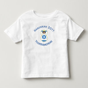 Israelischer Engel Chanukka-Flagge Blau Personalis Kleinkind T-shirt