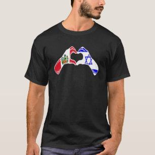 Isreal Peru Flag Isreali Peruanisches Herz T-Shirt