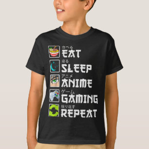 Iss Anime Spielen Schlafen Wiederholen Kawaii Otak T-Shirt