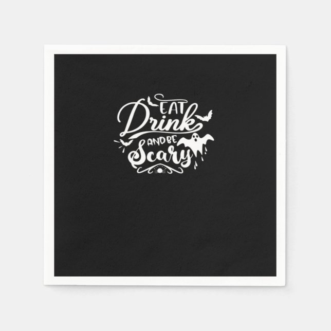 Iss auf und sei gruselig Halloween-Design Serviette (Vorderseite)