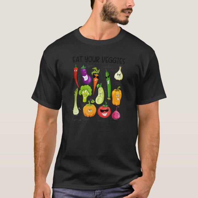 Iss dein Gemüse Retro 90er Style Gemüse Vegan T-Shirt (Vorderseite)