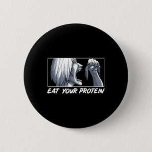 Iss dein Protein Anime Gym Manga Bodybuilding Fitn Button